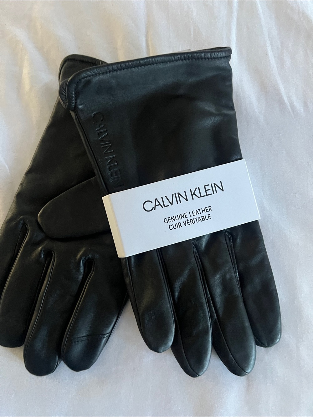 Calvin Klein Black Leather Gloves - Men's Classic Style